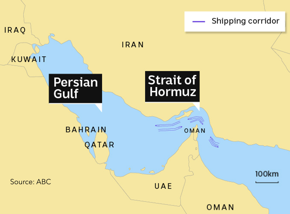 map of Strait of Hormuz